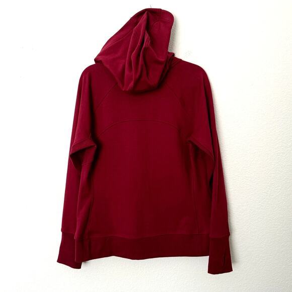 [Athleta] Burgundy Red Triumph Hoodie Full Zip Jacket Workout Cotton Blend Sz XL - Picture 3 of 12